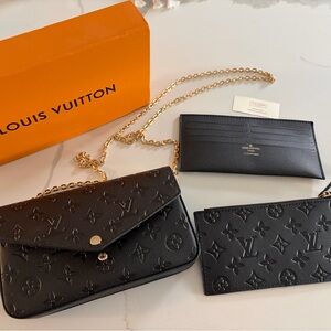 Louis Vuitton Black Monogram Crossbody Bag Set